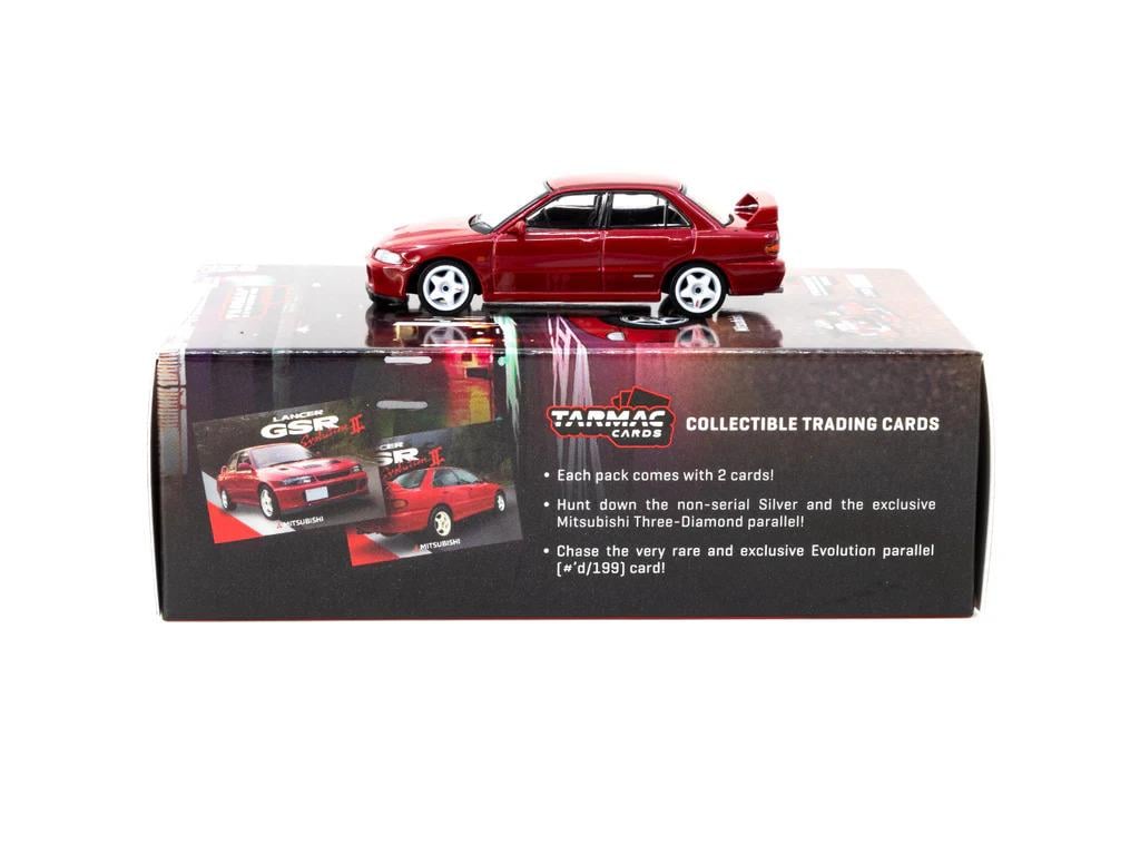 Tarmac Works 1/64 Mitsubishi Lancer GSR Evolution II Red with Tarmac Cards