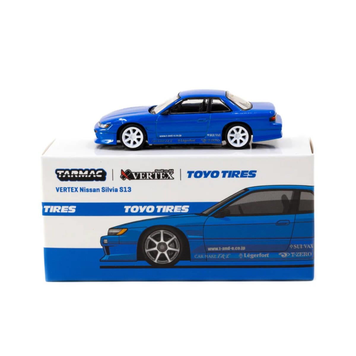 Tarmac Works 1/64 VERTEX Nissan Silvia S13 Blue Metallic TOYO TIRES