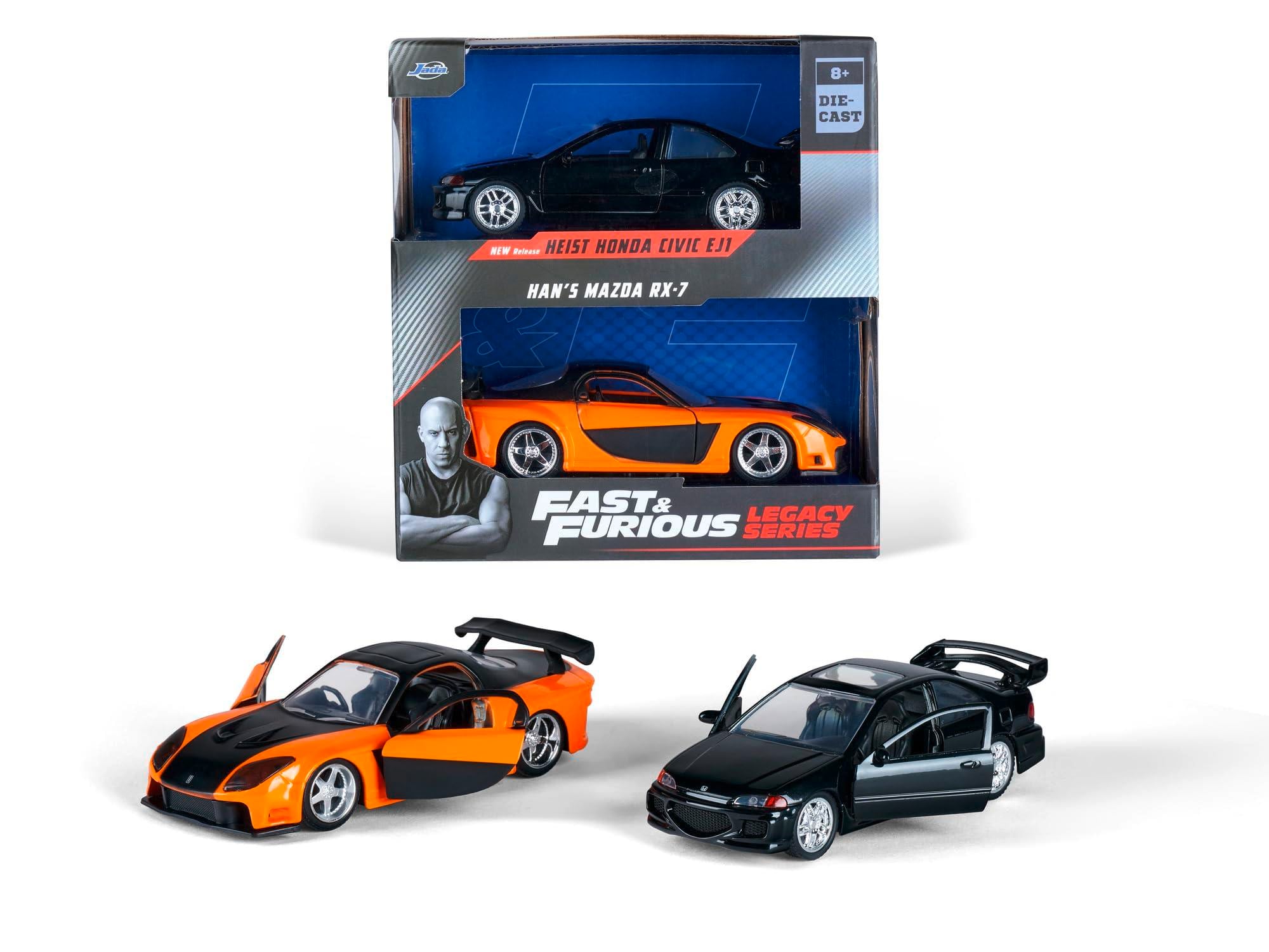 1/32 Fast Furious Han's Mazda RX7 & Heist Honda Civic EJ1 (Jada)
