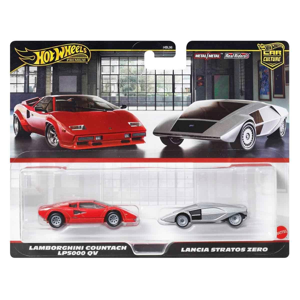 Hot Wheels Premium Lamborghini Countach LP5000 QV vs Lancia Stratos Zero 