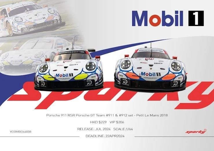 Sparky 1/64 Porsche 911 RSR Porsche GT Team Petit Le Mans 2018