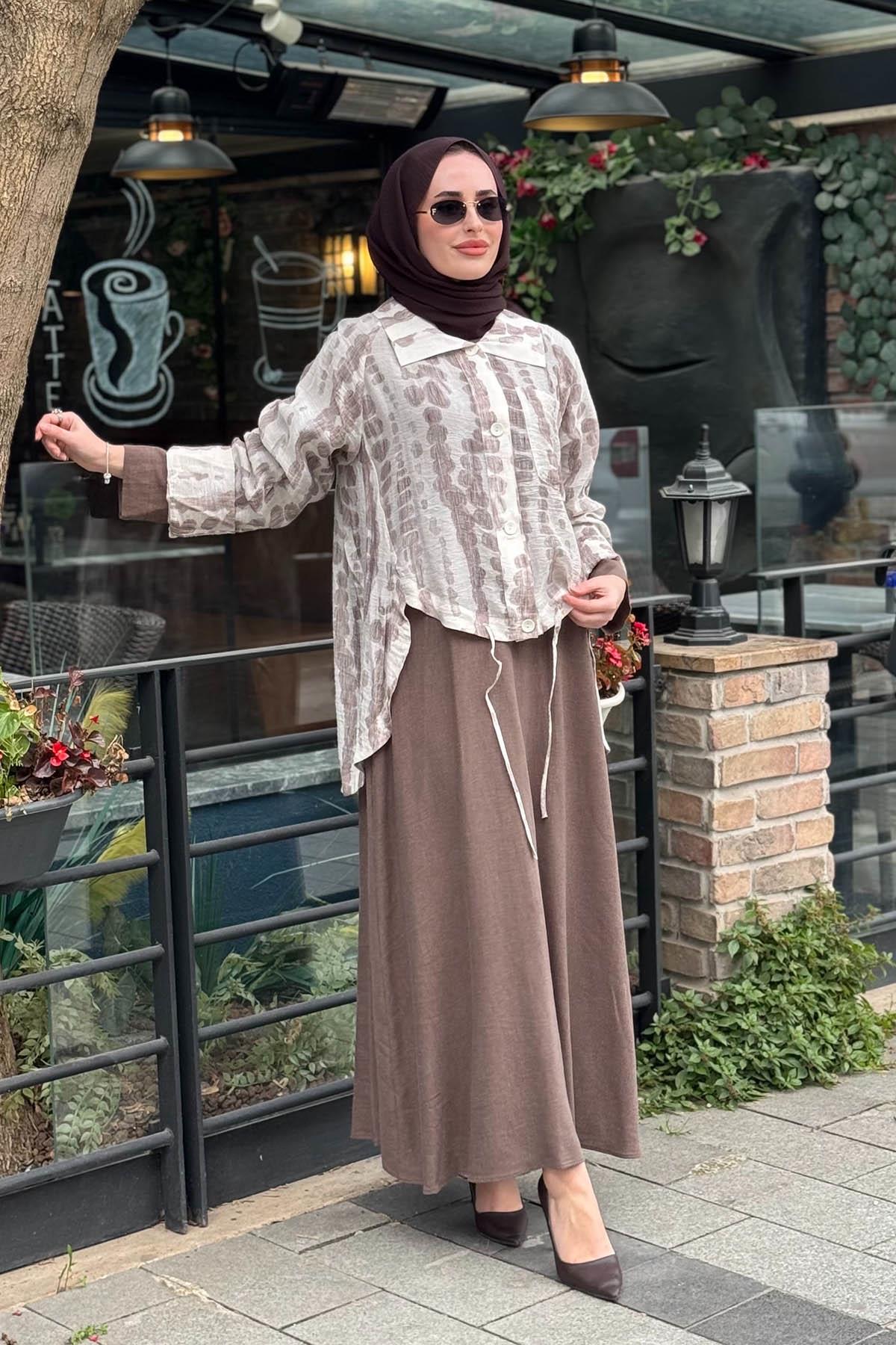 alMARWAH Elbise 202993 Kahve