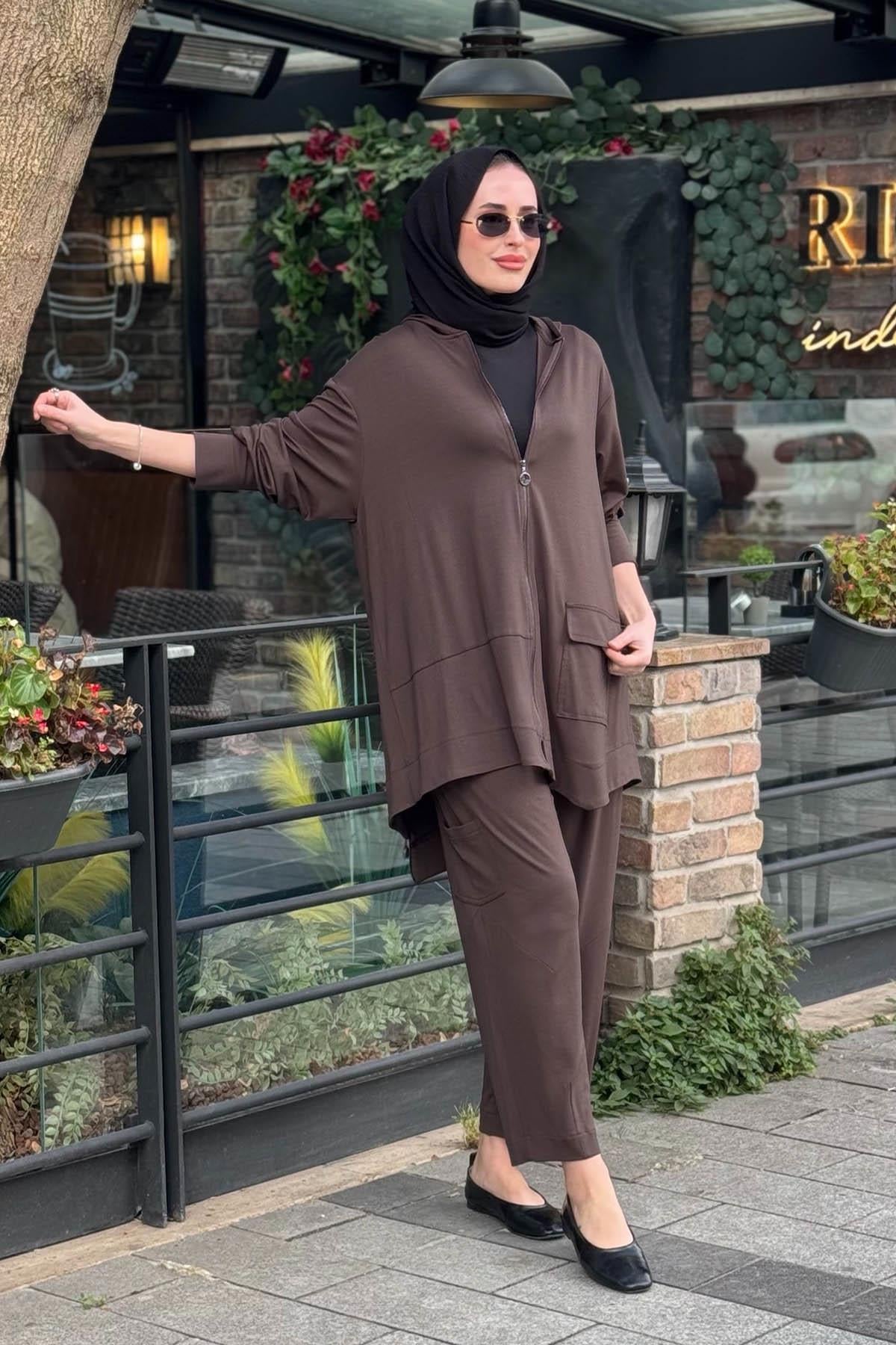 alMARWAH Pantolonlu Takım 202865 Acı Kahve