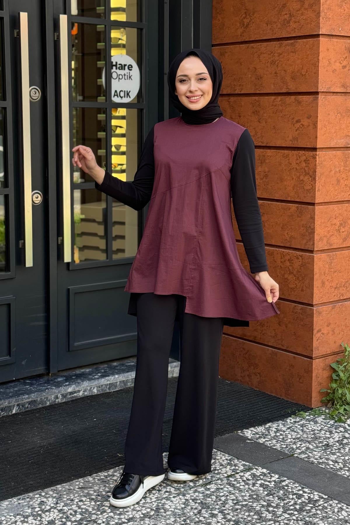 alMARWAH Pantolonlu Takım 202888 Mürdüm