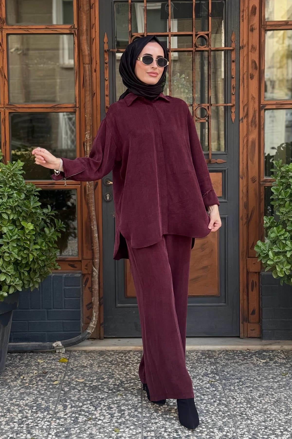 alMARWAH Pantolonlu Takım 202917 Bordo