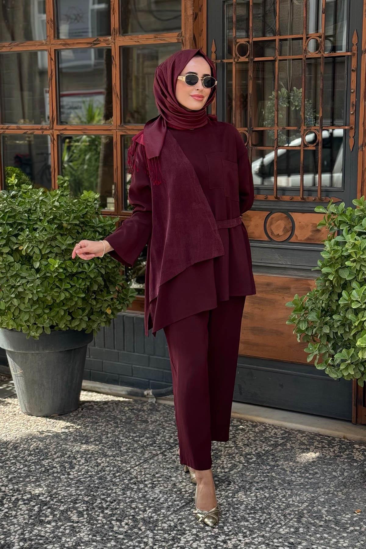 alMARWAH Pantolonlu Takım 202933 Bordo