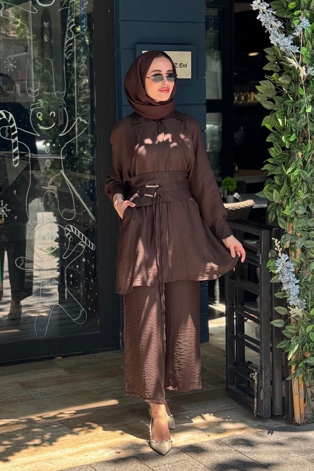 alMARWAH Pantolonlu Takım 202979 Acı Kahve