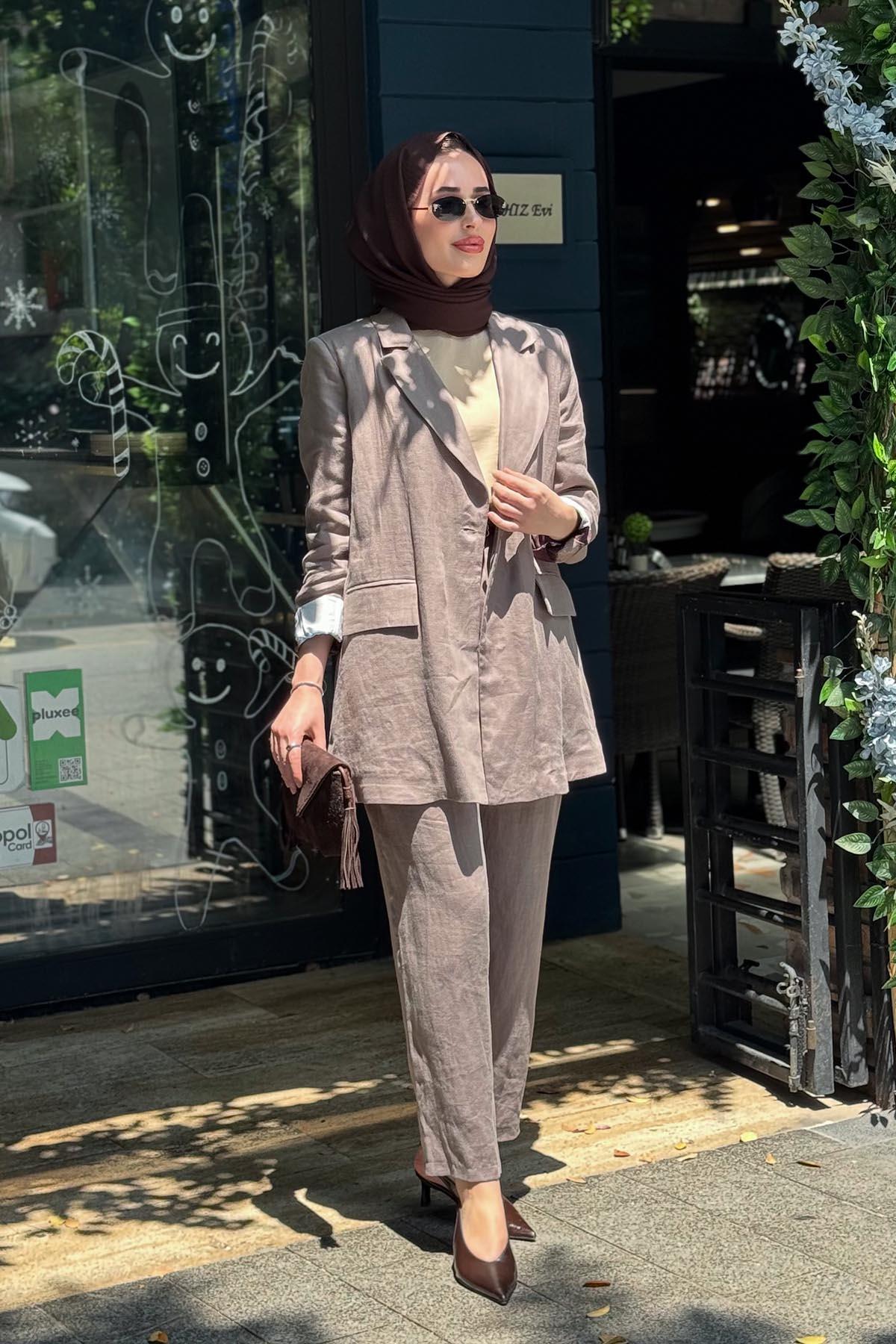 alMARWAH Pantolonlu Takım 202980 Vizon