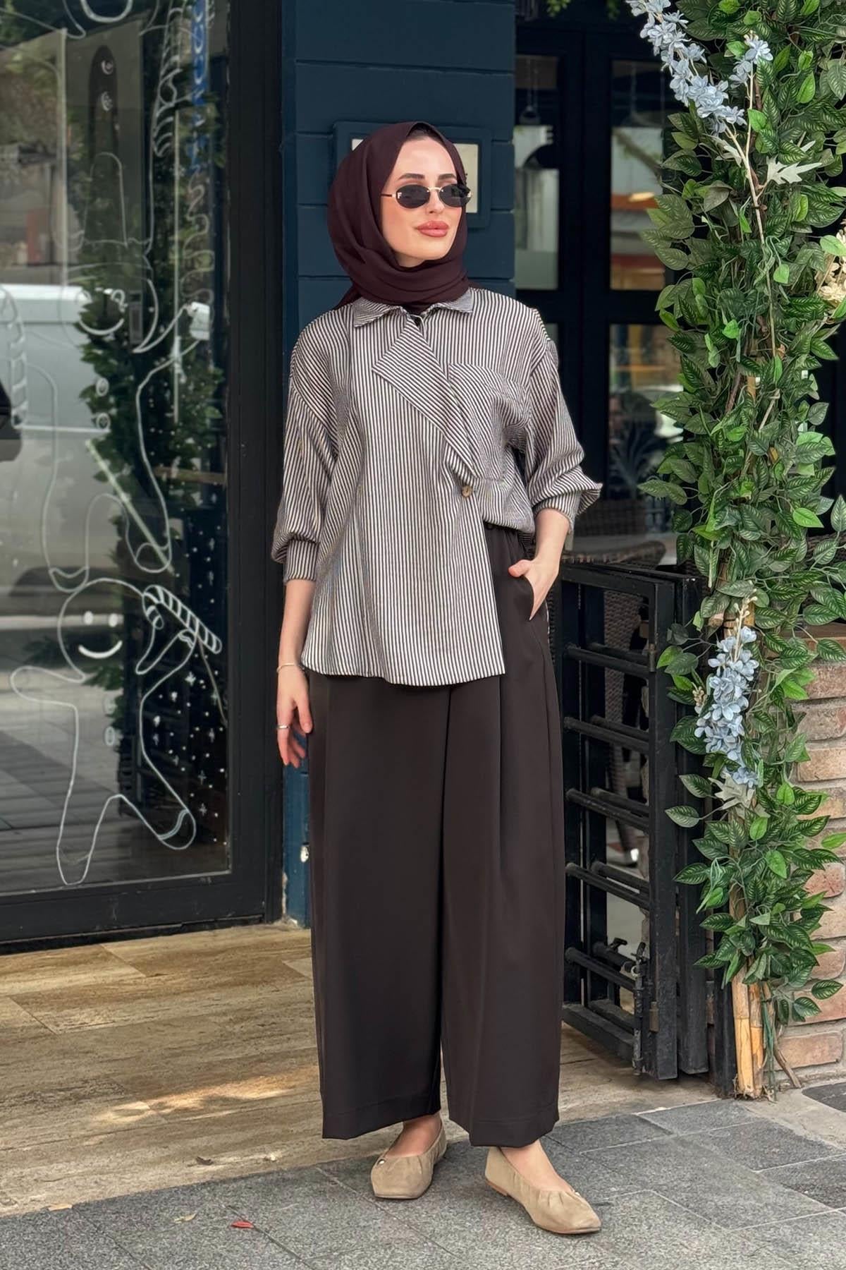 alMARWAH Pantolonlu Takım 202984 Kahve