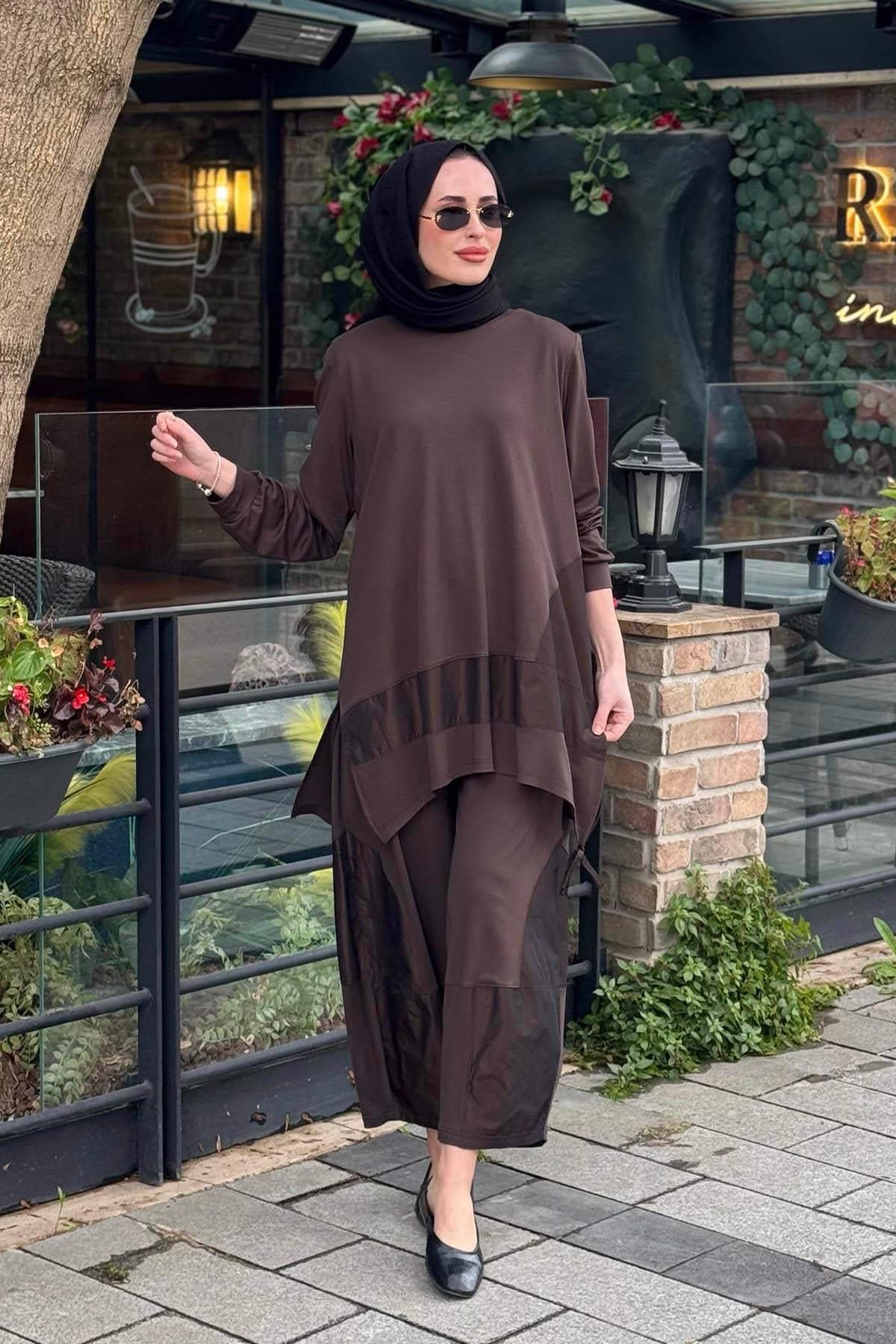 alMARWAH Pantolonlu Takım 202987 Kahverengi