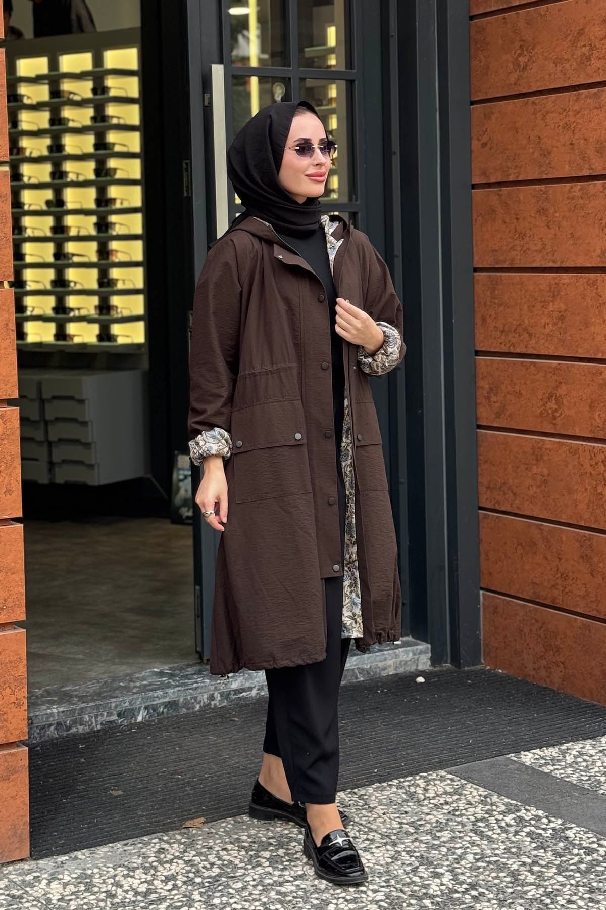 beiaz Nora Büzgülü Trençkot SK27-1001 Acı Kahve