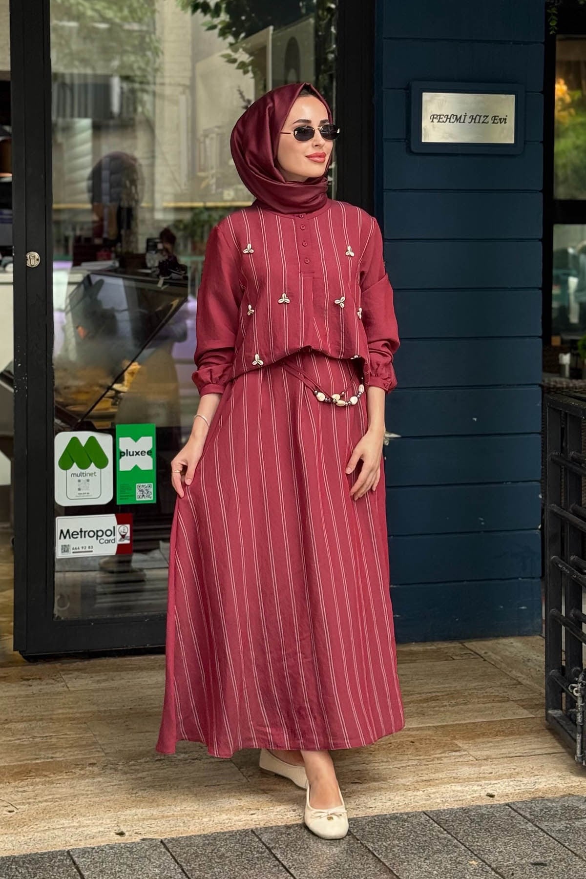 ceremony Etekli Takım 26Y917 Bordo