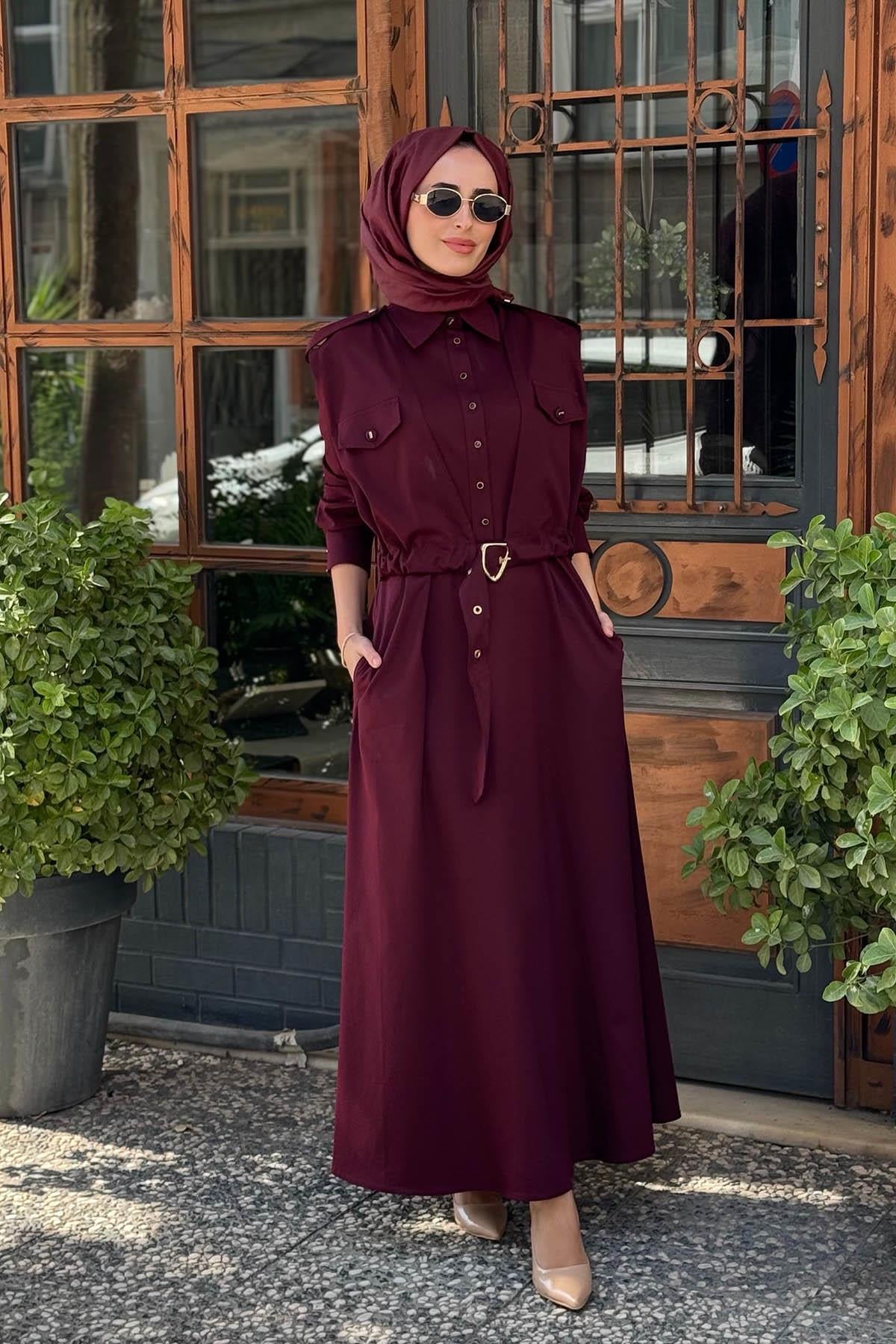 CLANDE Elbise 2502-5015 Bordo