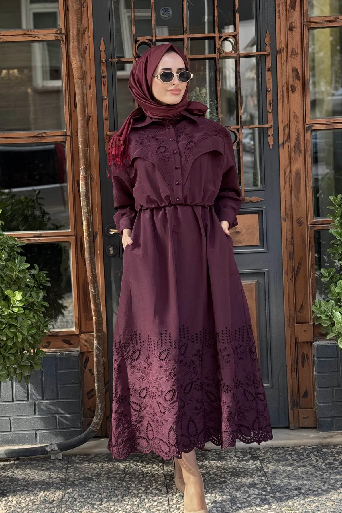 CLANDE Elbise 2502-5023 Bordo
