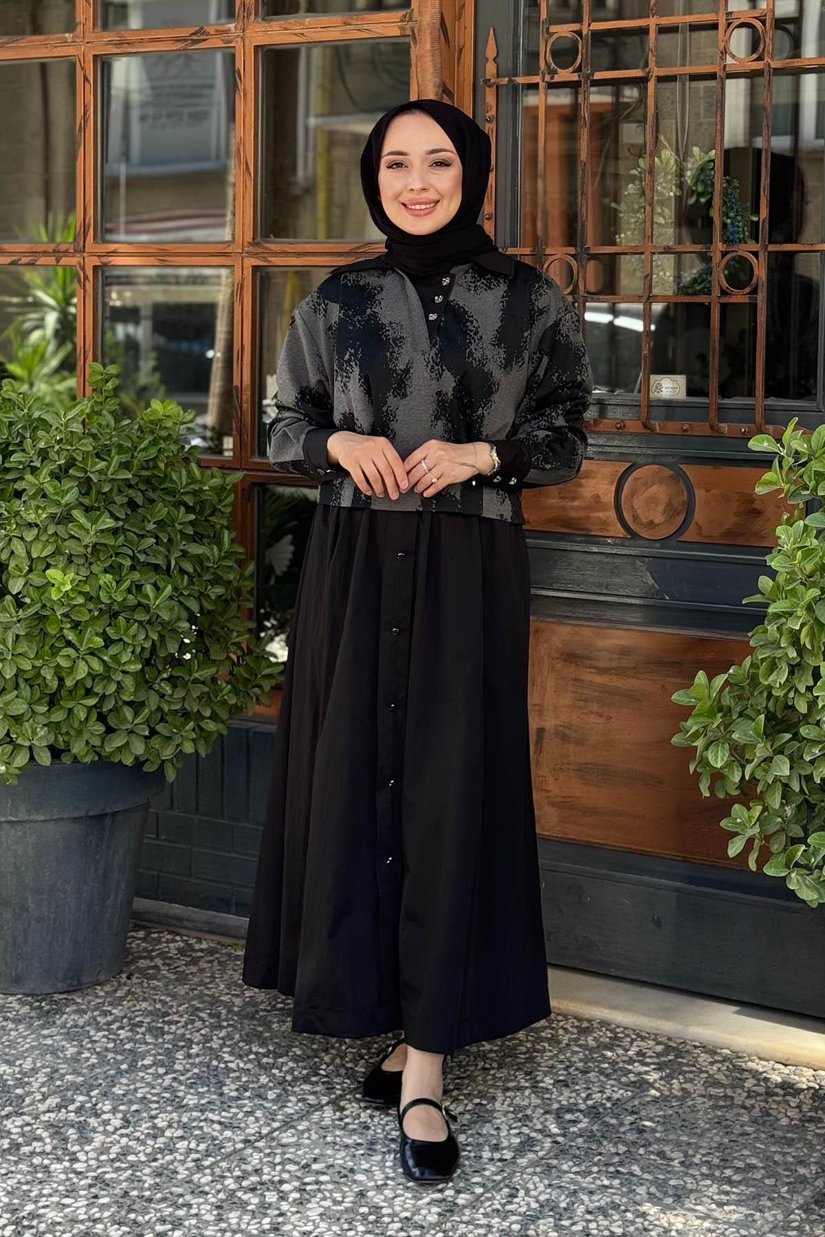 CLANDE Elbise 2502-5028 Siyah