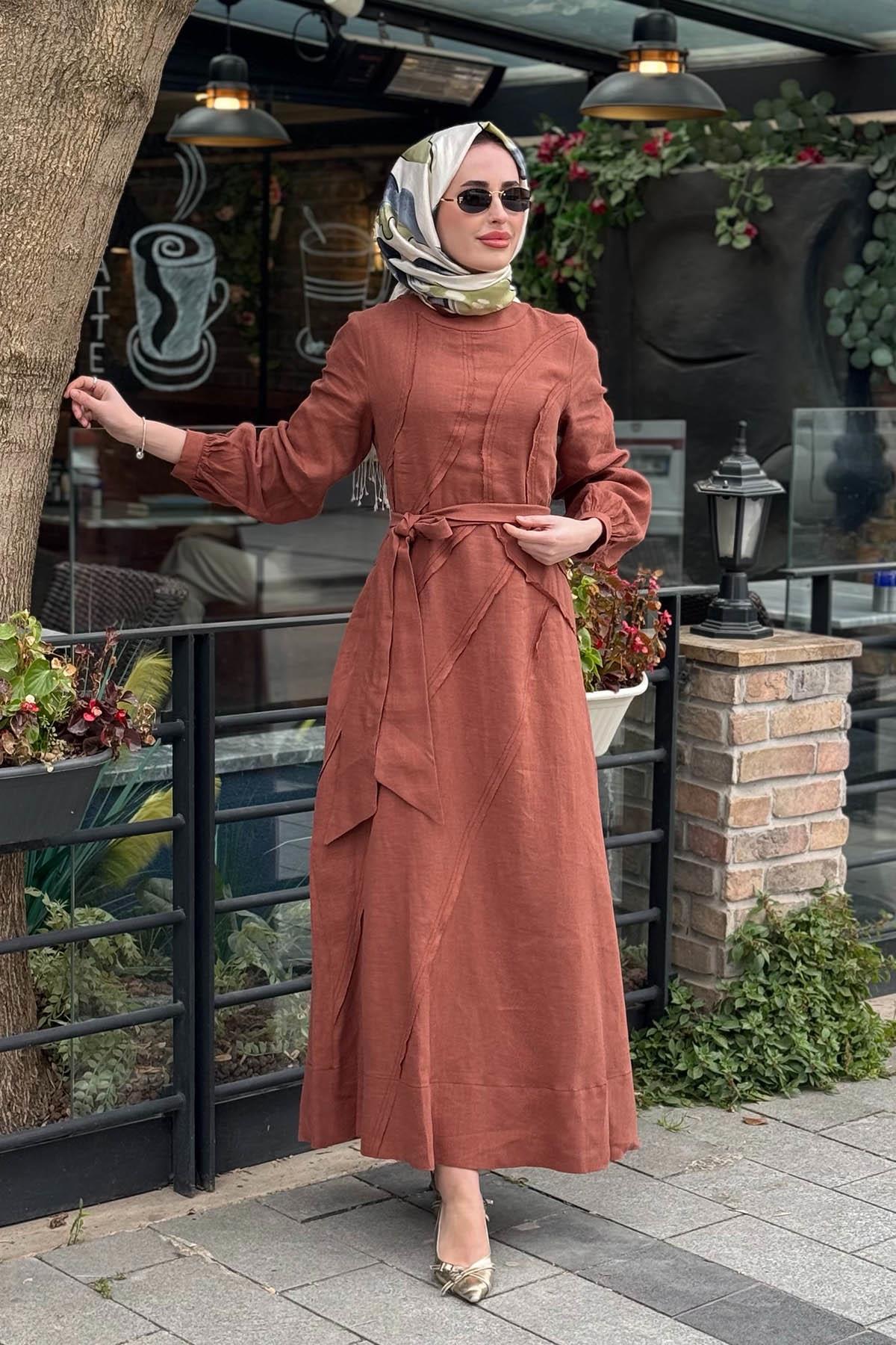 CLANDE Elbise 2601-5039 Tarçın
