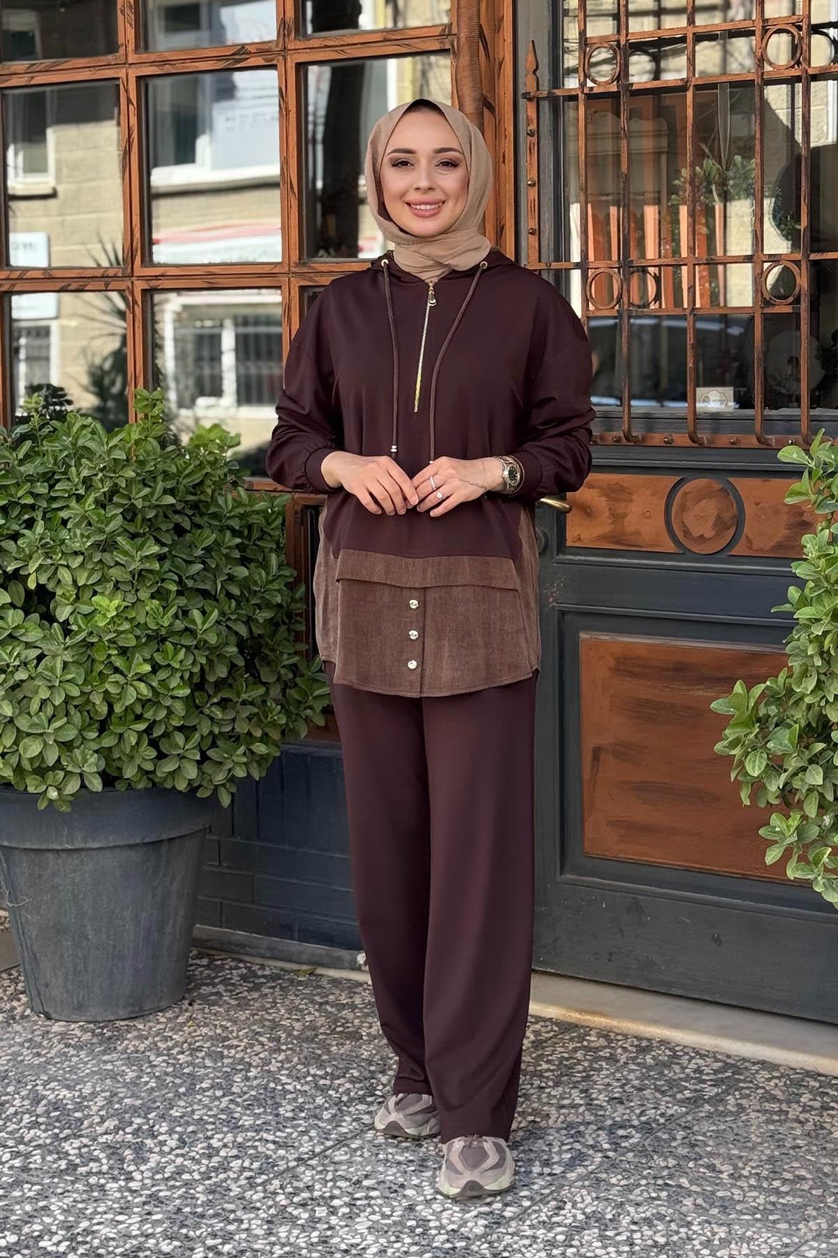 CLANDE Pantolonlu Takım 2502-3006 Kahve