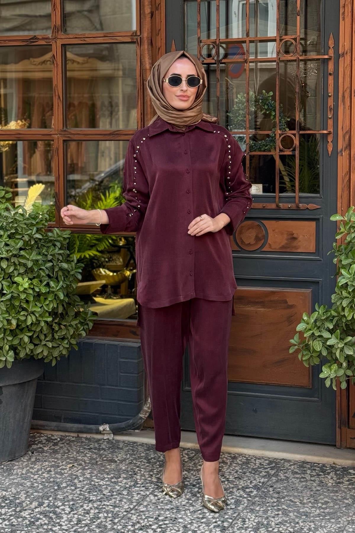 CLANDE Pantolonlu Takım 2502-3013 Bordo