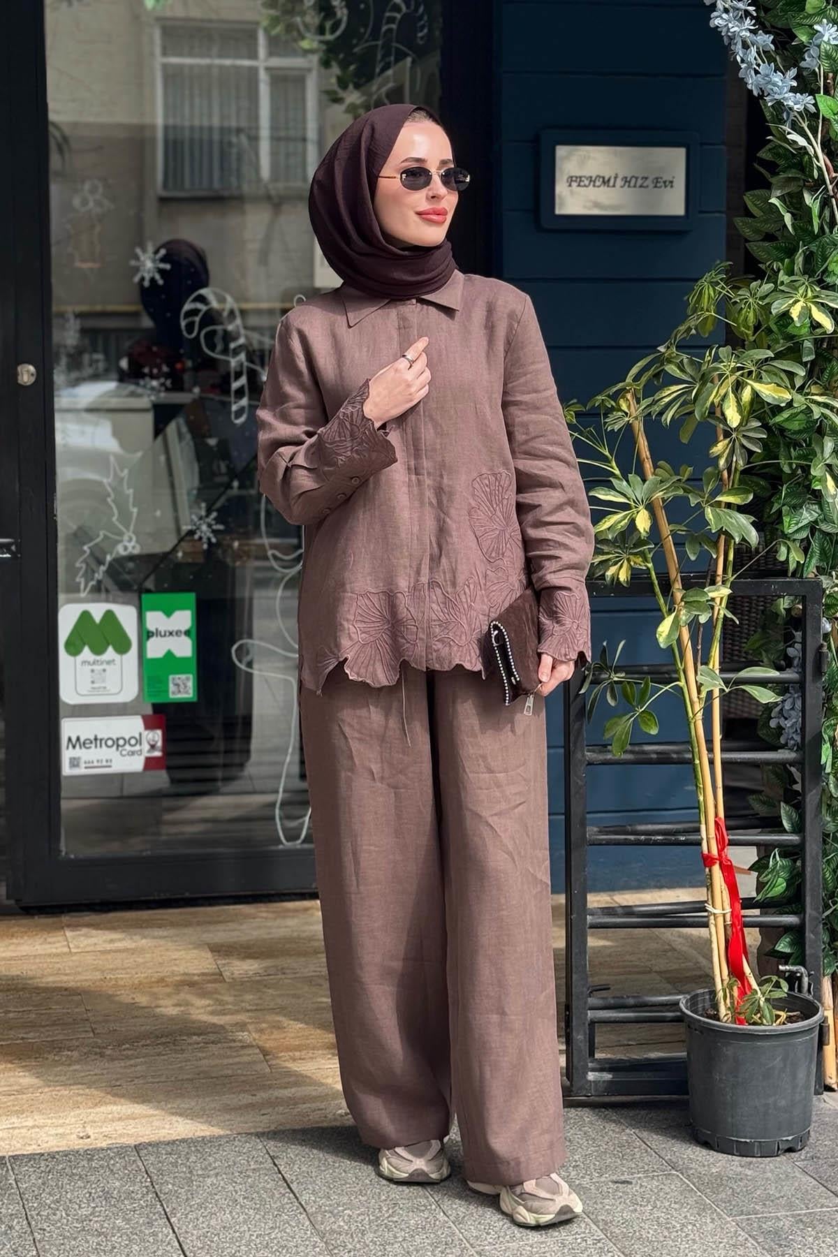 CLANDE Pantolonlu Takım 2601-3028T Kahve