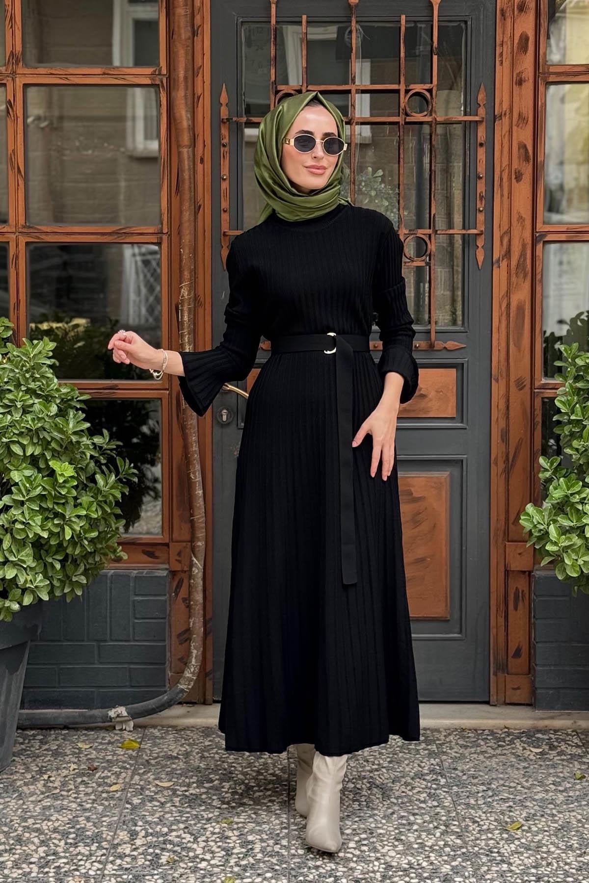 CLANDE Triko Elbise 2503-10009 Siyah