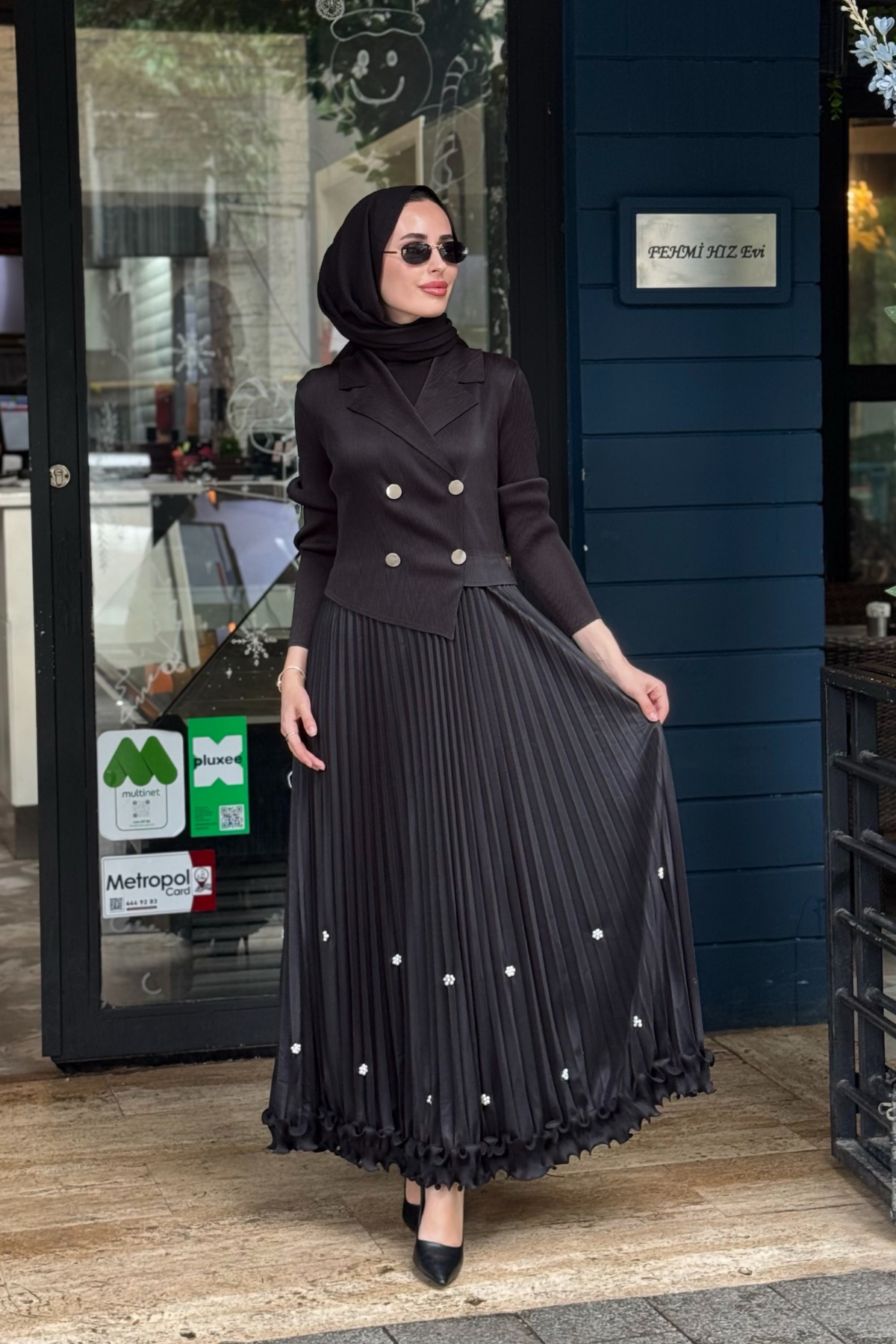 Ekshi Butik Elbise EKS024 Siyah