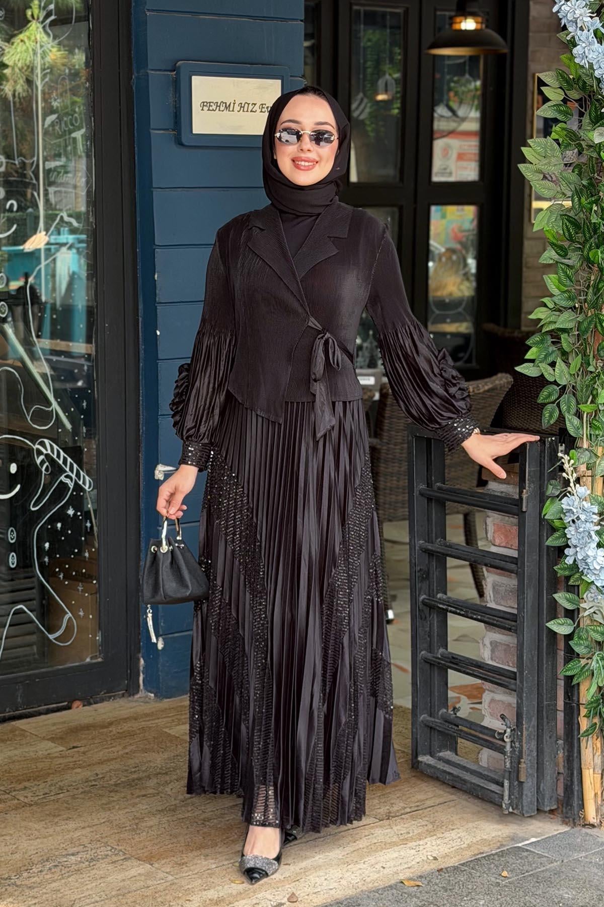 Ekshi Butik Elbise EKS026 Siyah
