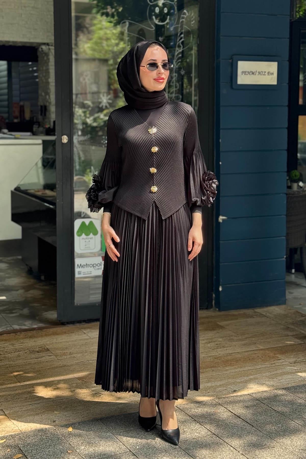 Ekshi Butik Etekli Takım EKS021 Siyah