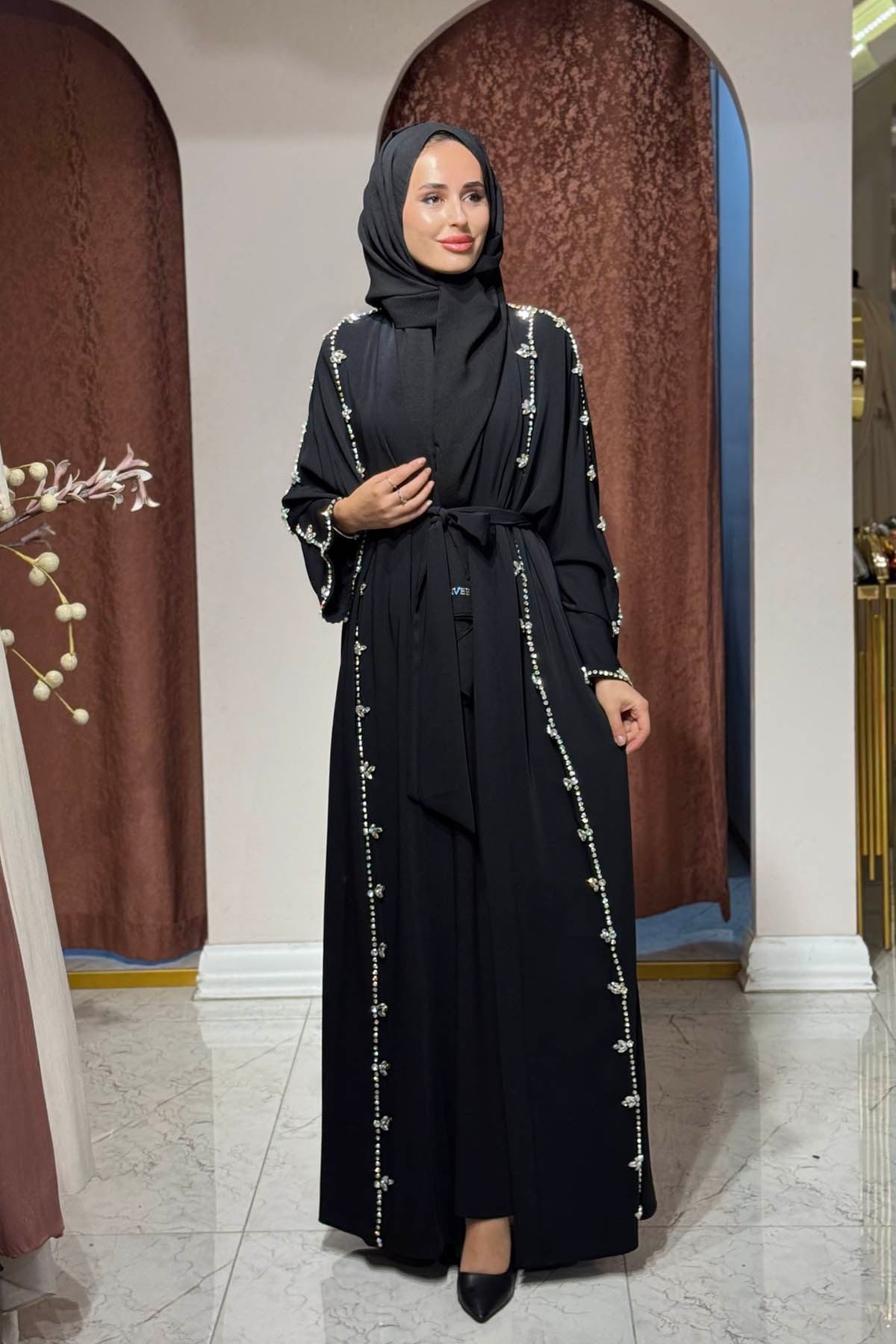 Etrucci İkili Abaya Takım 6262 Siyah