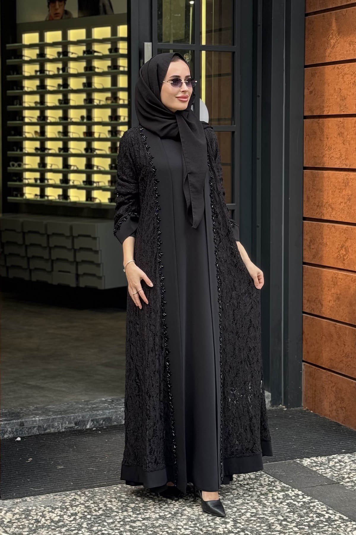 Etrucci İkili Abaya Takım 6304 Siyah
