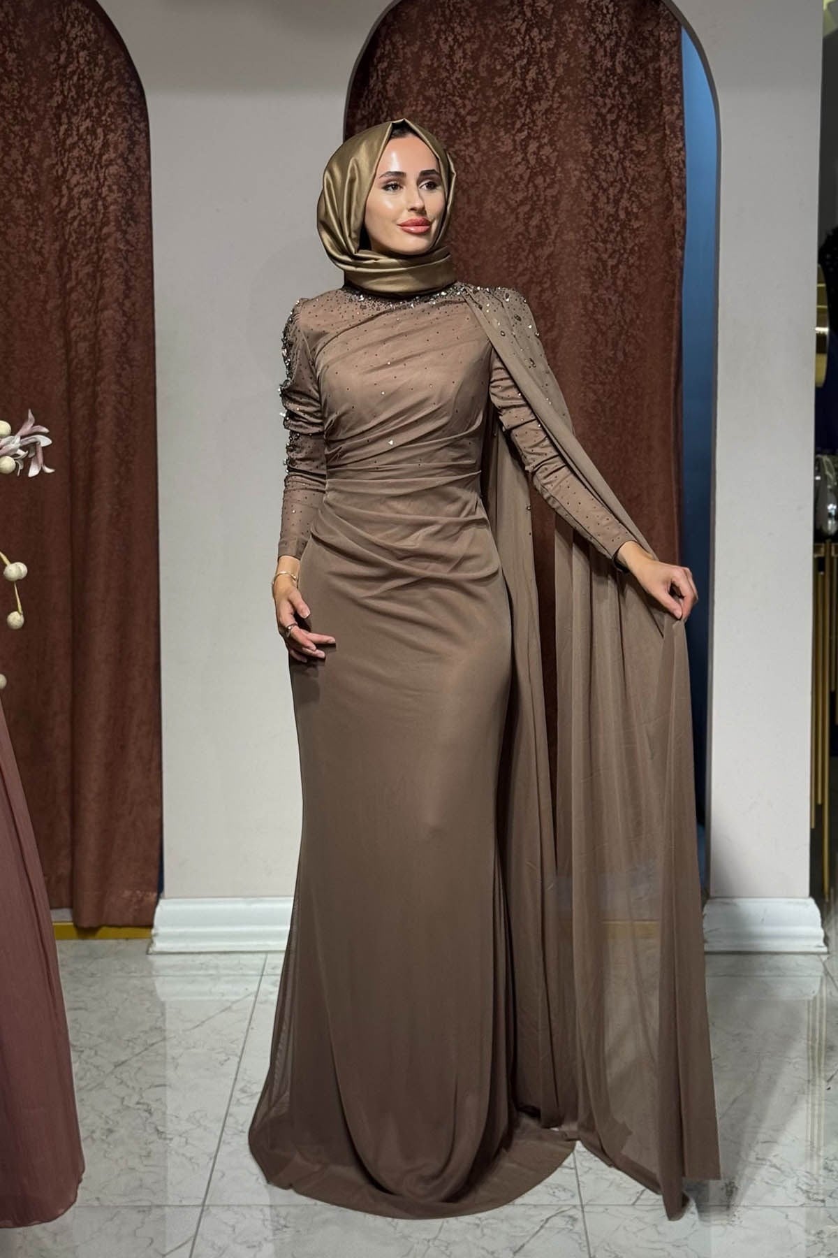 FASHION NIGHT Abiye 6220 Sütlü Kahve