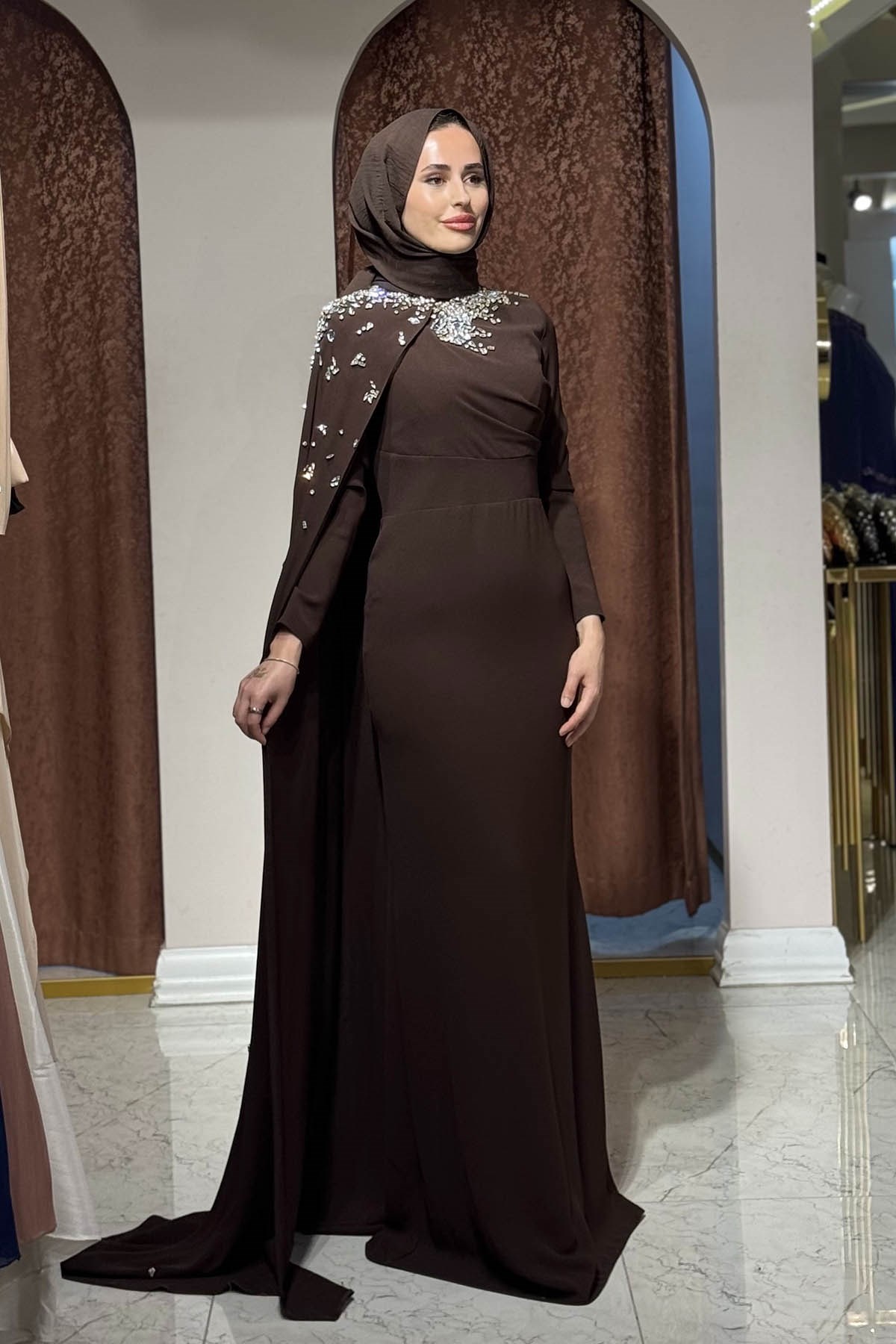 FASHION NIGHT Abiye 6870 Kahve