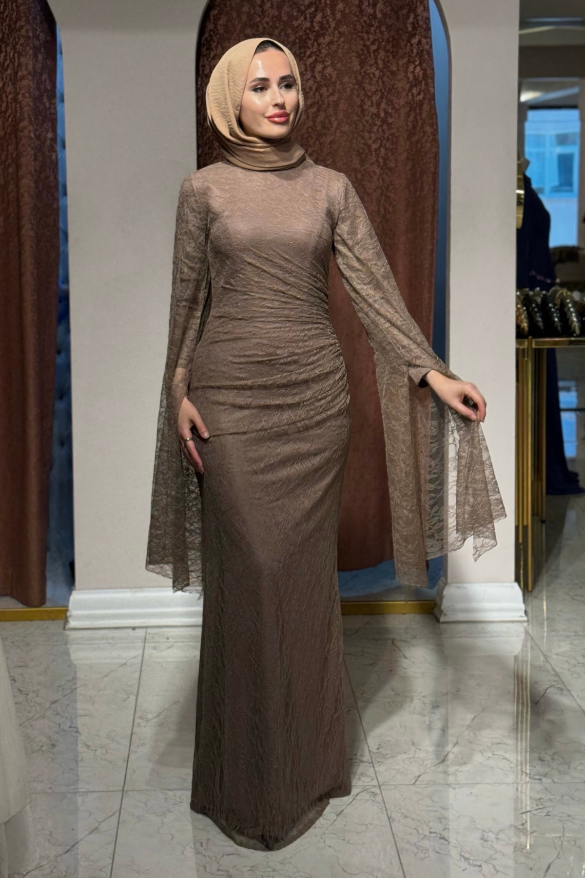 FASHION NIGHT Abiye 7550 Sütlü Kahve