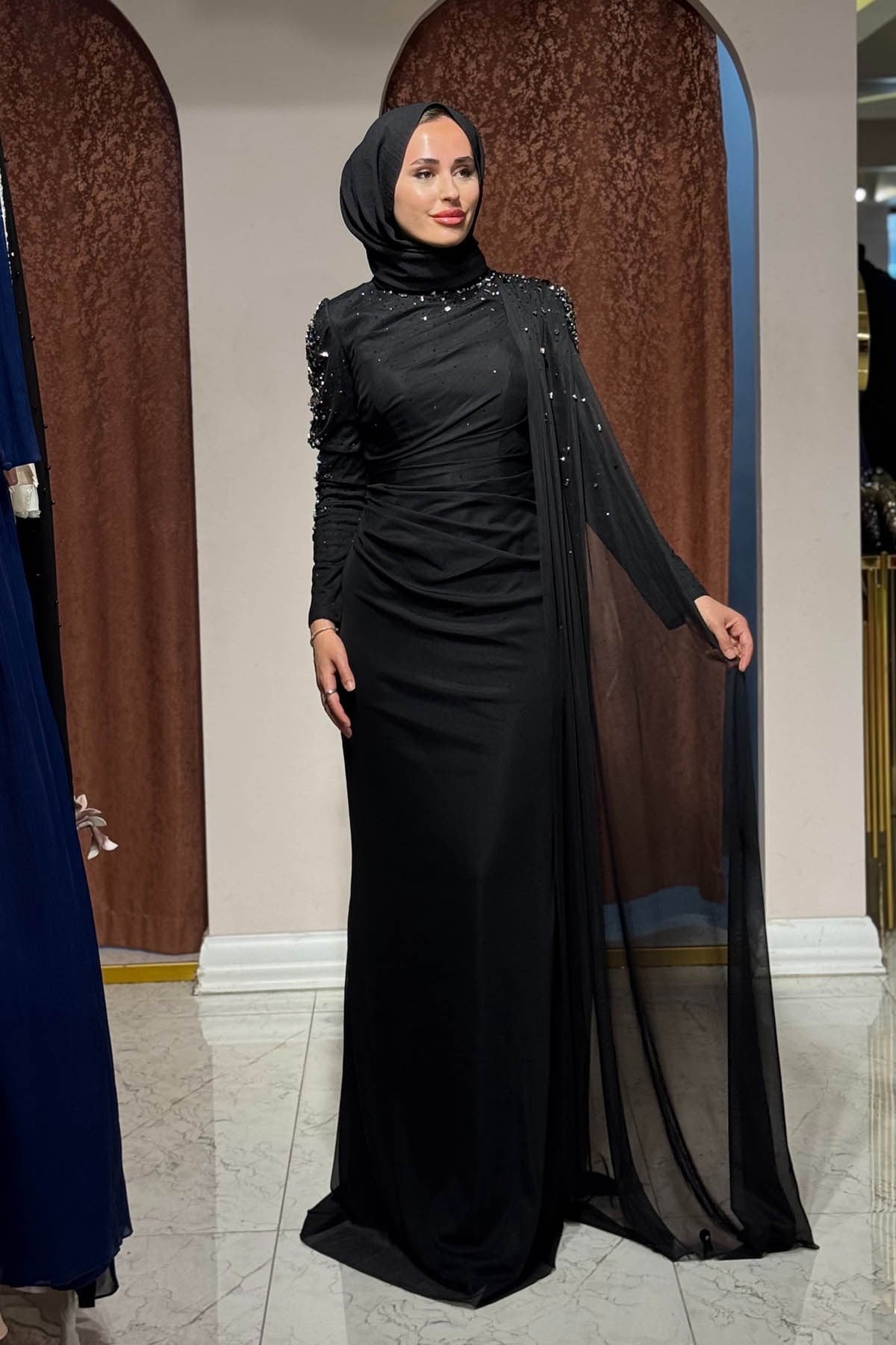 FASHION NIGHT Büyük Beden Abiye 6220B Siyah