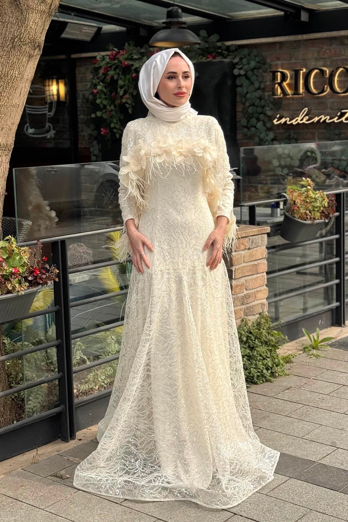 FERİHA SARIOĞLU Abiye 26FRHMN Ekru