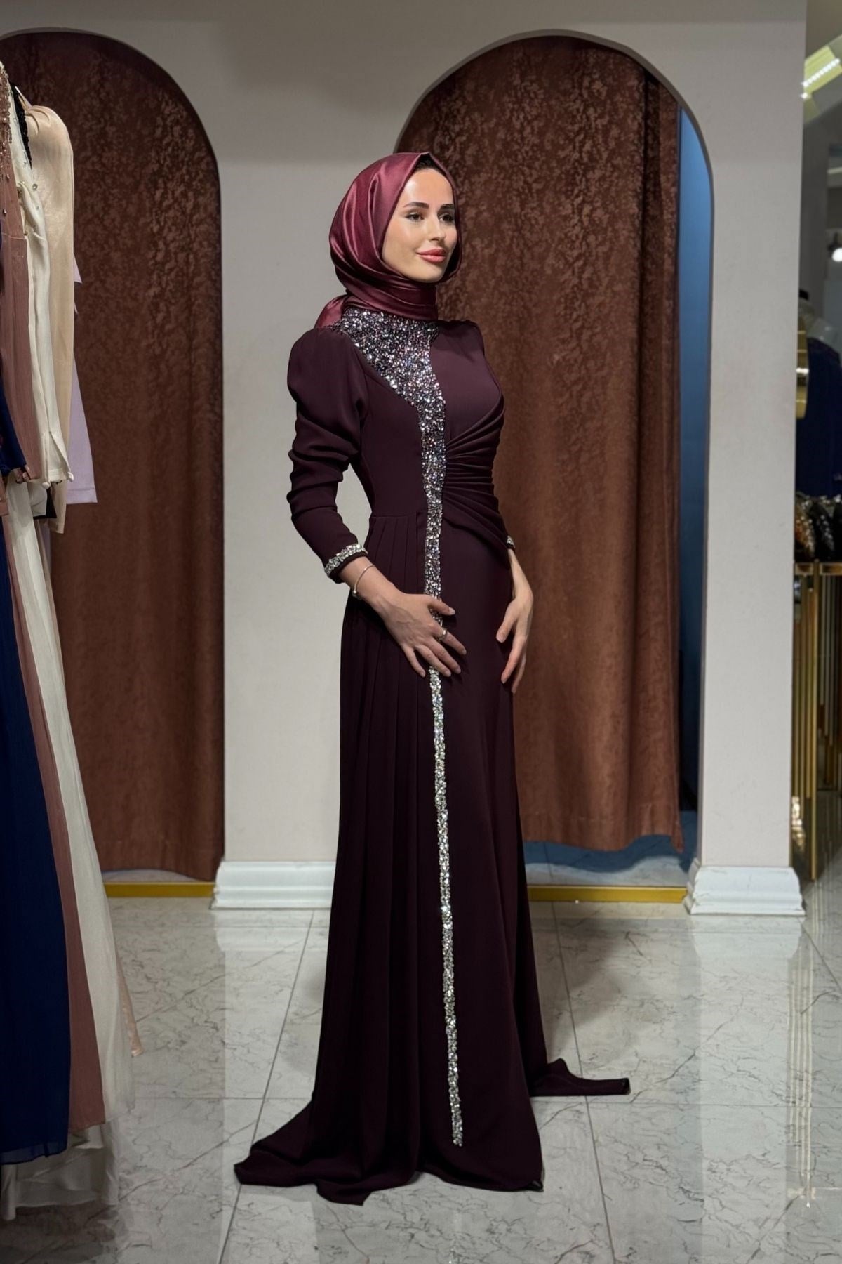 FERİHA SARIOĞLU Ayça Abiye FRHAYC Bordo