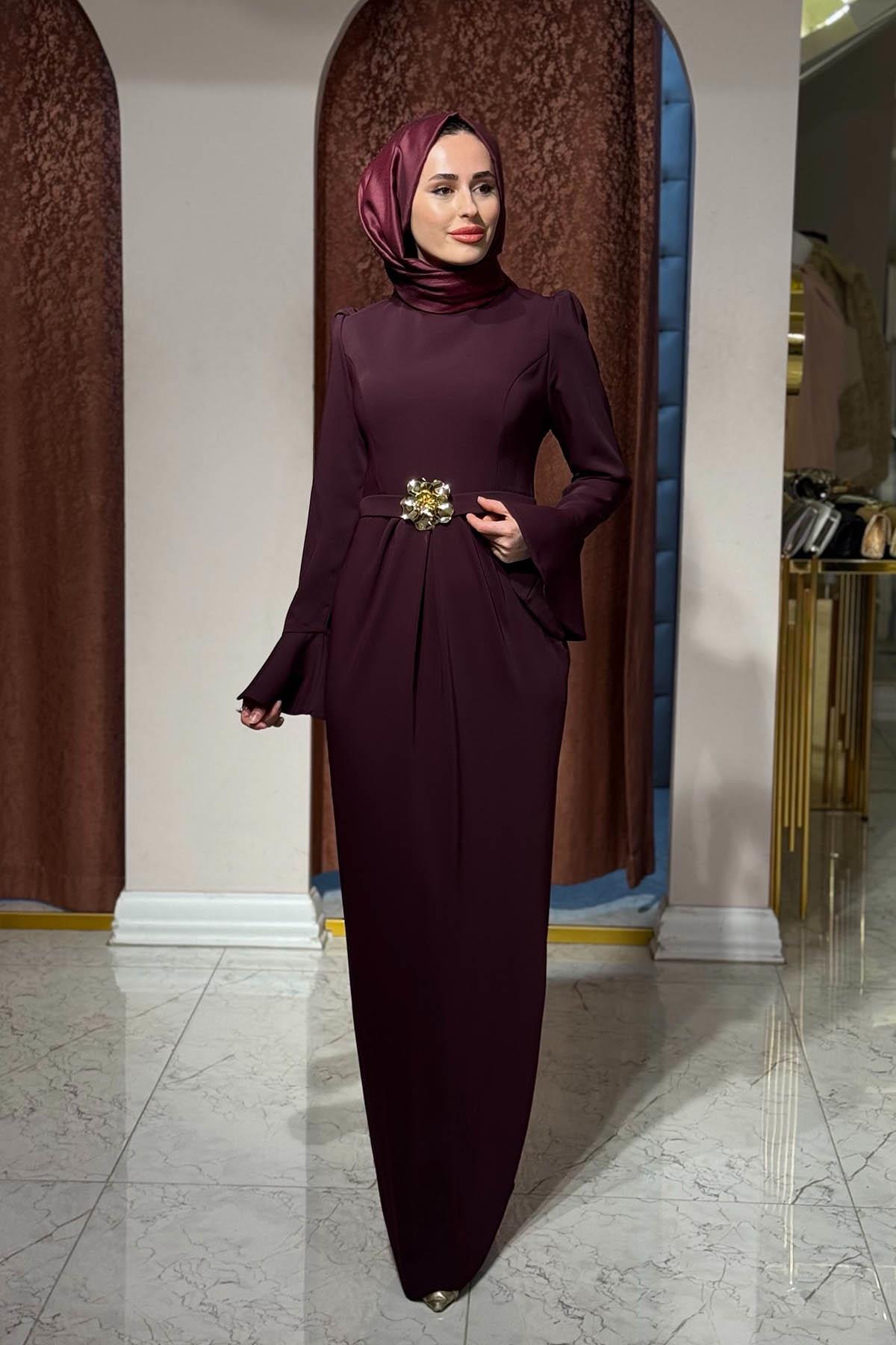 FERİHA SARIOĞLU Beyza Elbise BYZ01 Bordo