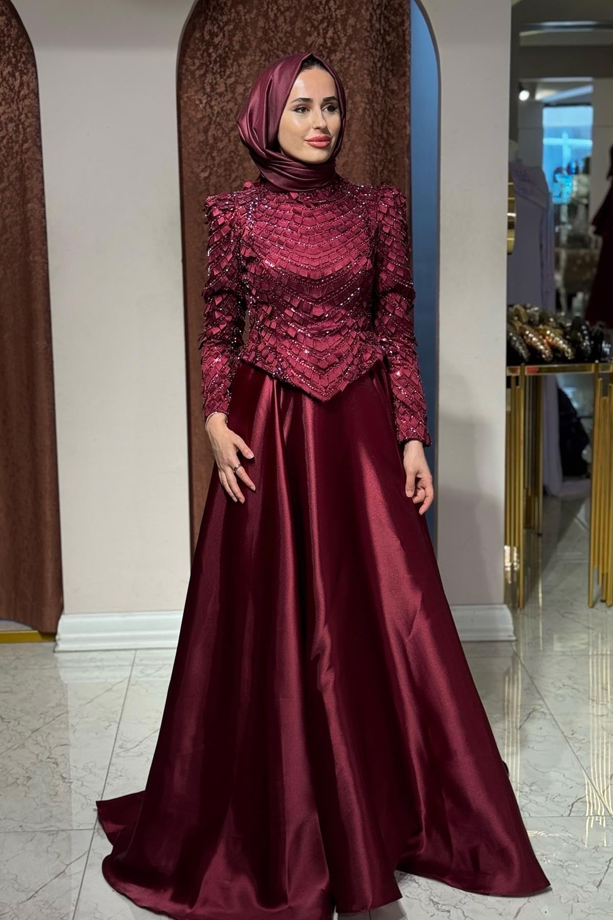 FERİHA SARIOĞLU Hande Abiye FRHHND Bordo
