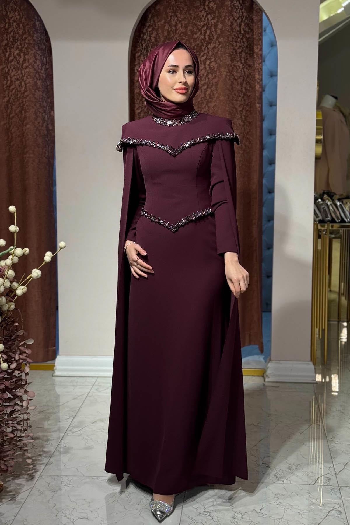 FERİHA SARIOĞLU Hilal Abiye FRHHLL Bordo