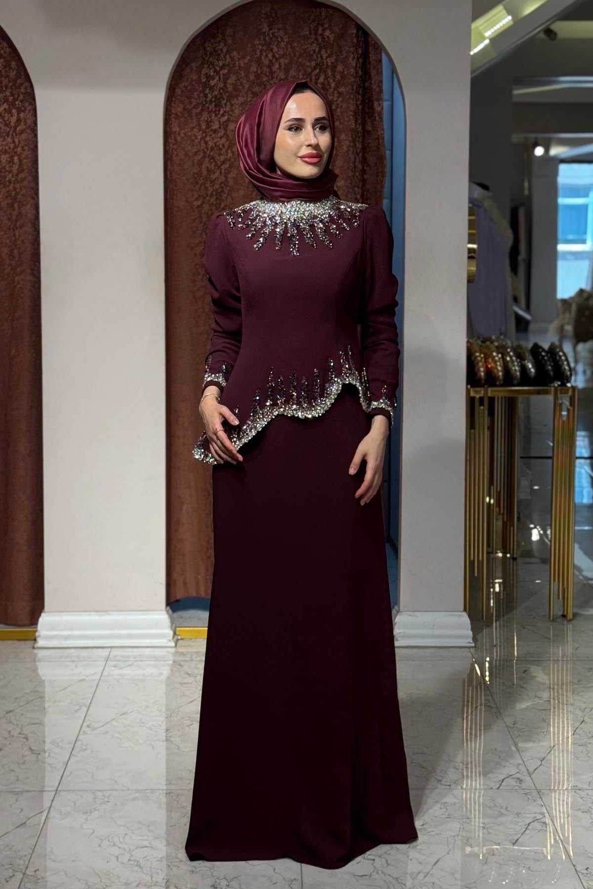 FERİHA SARIOĞLU Müjgan Abiye MJGN Bordo
