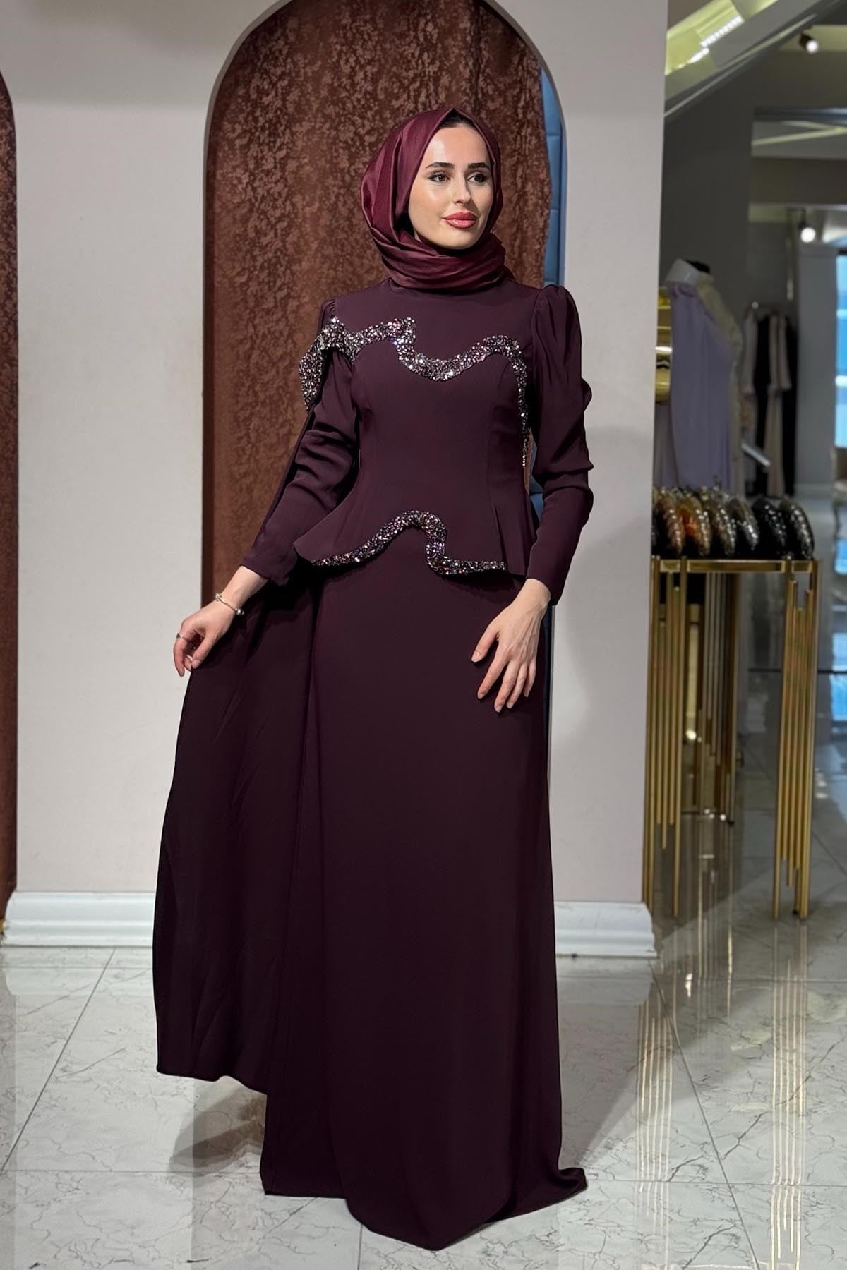 FERİHA SARIOĞLU Pana Abiye FRHPN Bordo