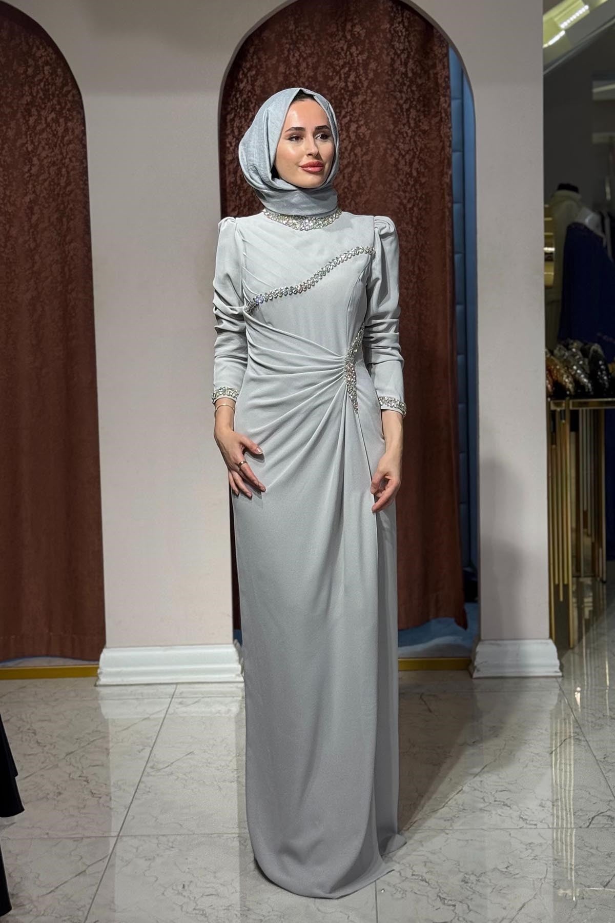 FERİHA SARIOĞLU Yasemin Abiye FRHYSMN Gri