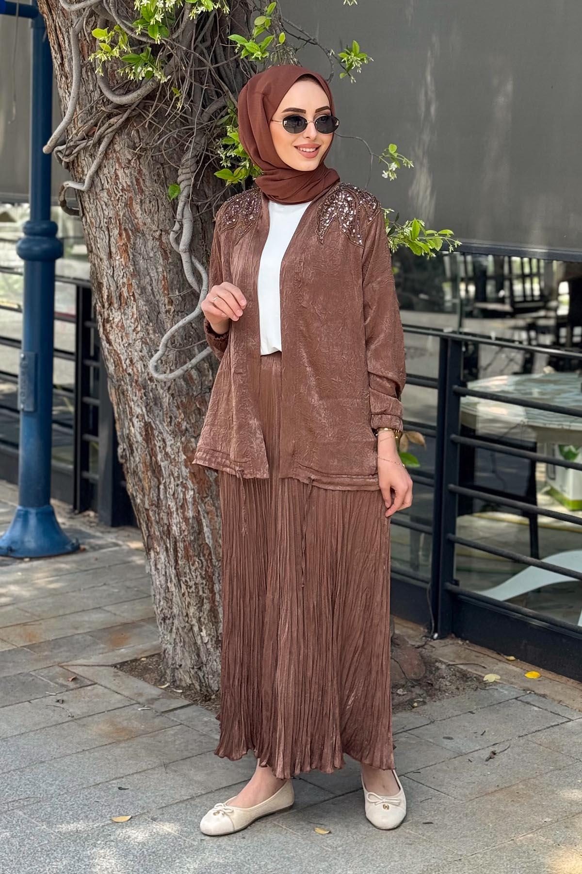 FUAT GÜRŞEN 3lü Etekli Takım 25Y-3707 Kahve