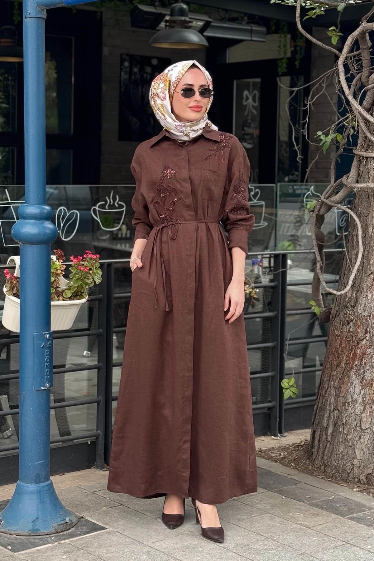 FUAT GÜRŞEN Elbise 26Y-5108 Kahve
