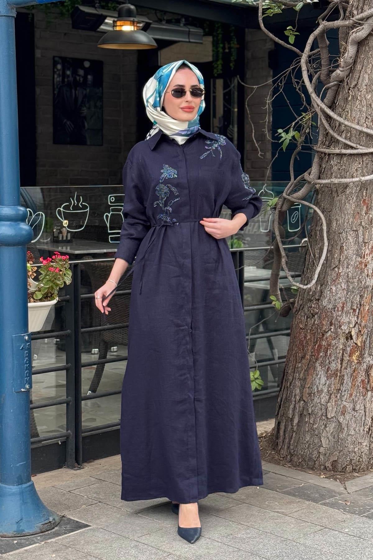 FUAT GÜRŞEN Elbise 26Y-5108 Lacivert