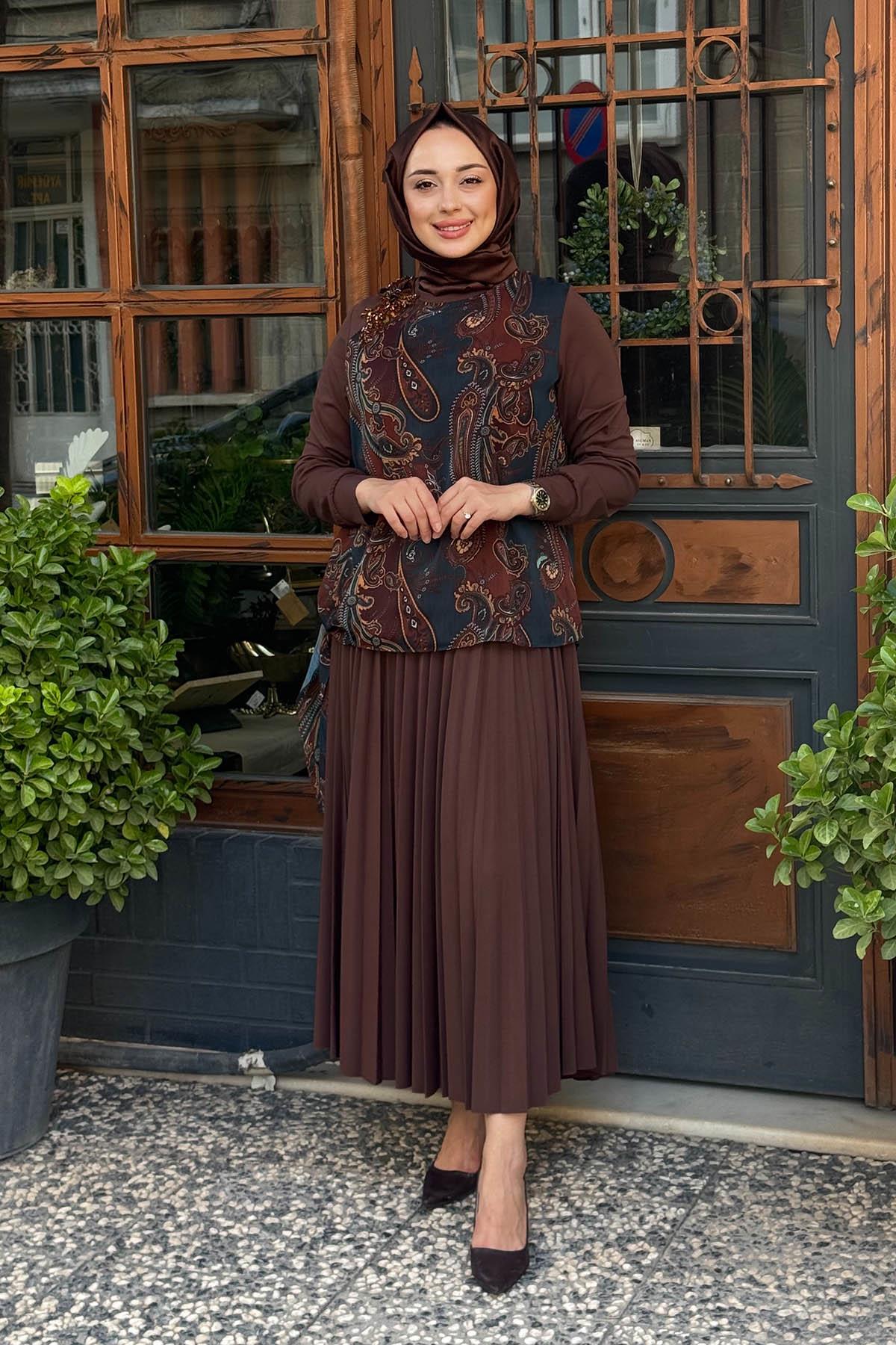 FUAT GÜRŞEN Etekli Takım 25K-4307 Kahve