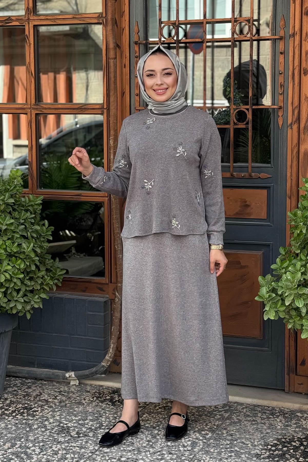 FUAT GÜRŞEN Etekli Takım 25K-4359 Gri