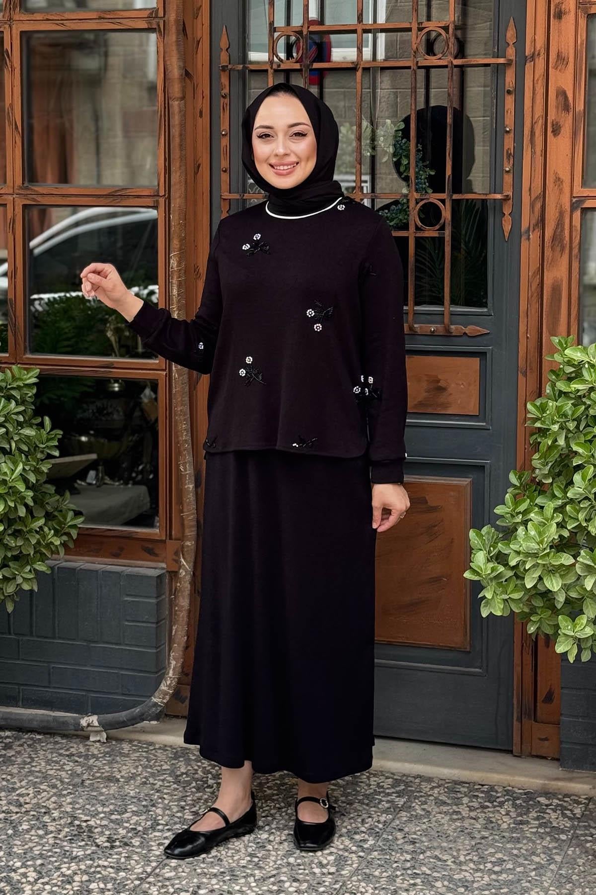 FUAT GÜRŞEN Etekli Takım 25K-4359 Siyah