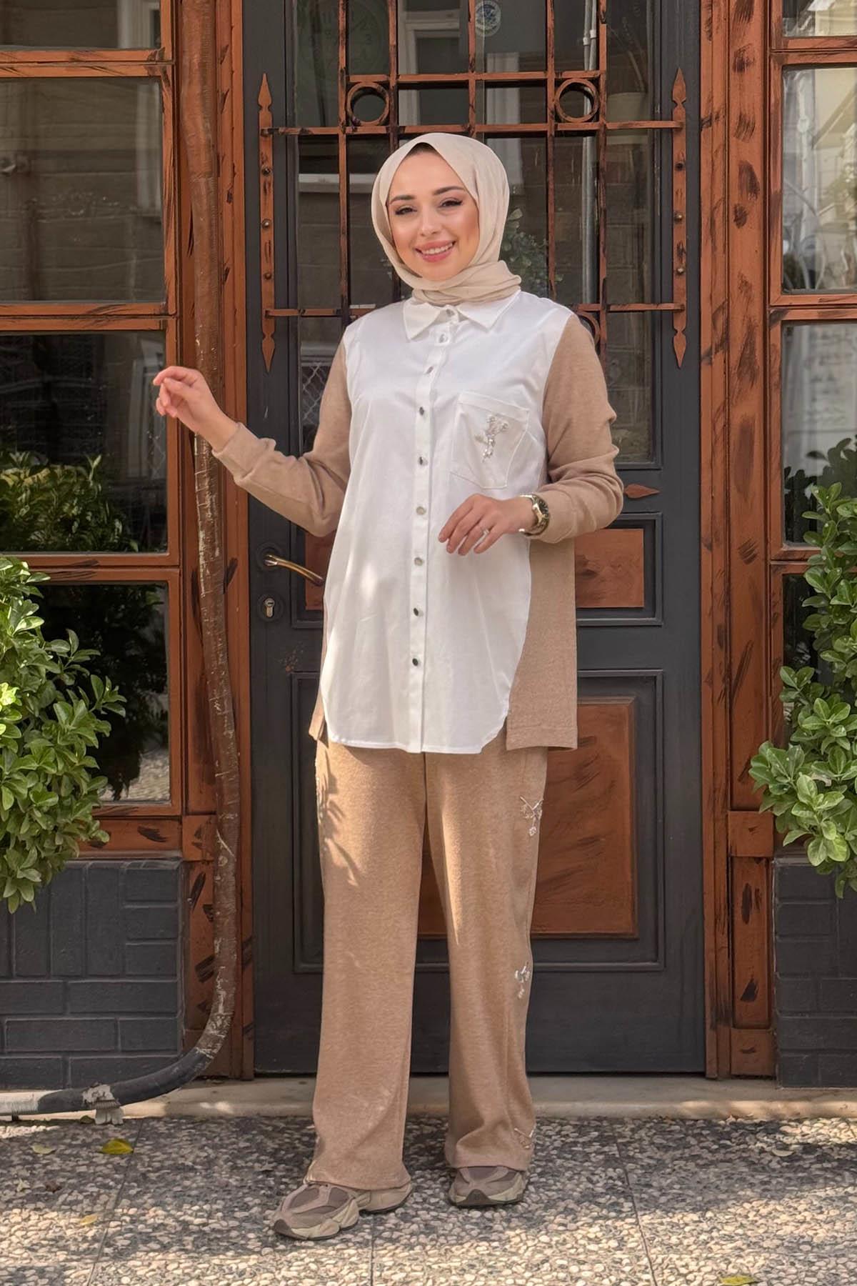 FUAT GÜRŞEN Pantolonlu Takım 25K-4364 Bej