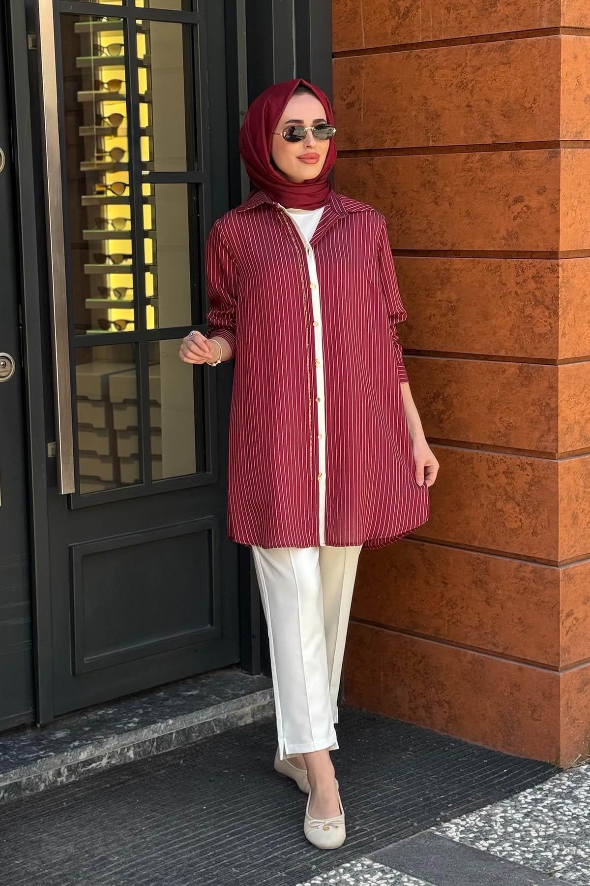FUAT GÜRŞEN Tunik 26Y-5316 Bordo