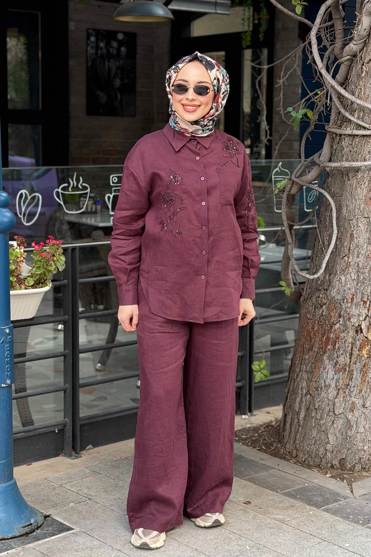 FUAT GÜRŞEN Tunik 26Y-5321 Mürdüm